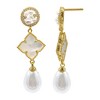 Adornia 14k Gold Plated 3-Tier Flower White Mother of Pearl Drop Earrings - 3 of 3