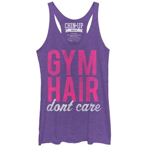 Women's CHIN UP Hair Don't Care Racerback Tank Top - 1 of 3