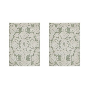 Medallion Collection 2 Piece 100% Cotton Tufted Bathroom Rug Set  with Non-Slip Backing, Machine Washable, Tumble Dry Bath Mat - 1 of 4
