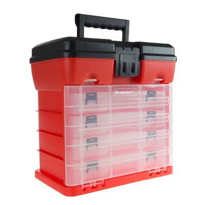 Fleming Supply Storage and Tool Box With Four Compartments - Red/Black