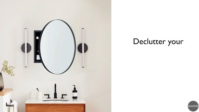 30" Matt Black Stainless Steel Round Medicine Cabinet with Mirror