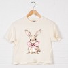 Bunny Watercolor With Bow - Women's Boxy Crop Top Graphic T-Shirt - 3 of 4
