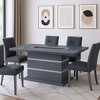 HomeRoots 79" Dark Gray Faux Crystals Glass and Wood Pedestal Base Dining Table - 2 of 4