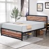 VECELO Twin/Full/Queen/King Size Bed Frame with Wooden Headboard, Metal Bed Platform No Box Spring Needed with Heavy Duty Steel Slat, Brown - 4 of 4