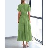 Women's 2025 Summer Casual Midi & Maxi Dress - Lightweight V-Neck Boho Beach Dress with Elastic Waist & Pockets Green - 3 of 4