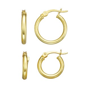 Junior Jewels 14K Gold Over Sterling Silver Hoop Hoop Earrings Set - 1 of 2