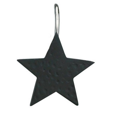 Black Resin Star Shower Curtain Hooks Set of 12