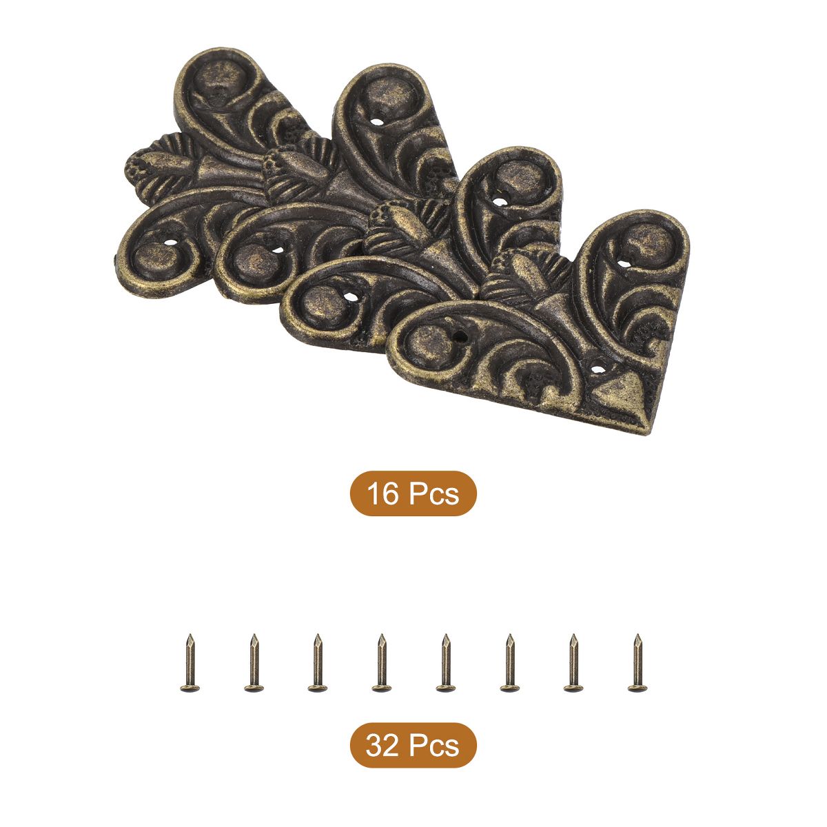 Unique Bargains Decorative Flat Metal Vintage Corner Bracket for Chest Desk - thumbnail 3