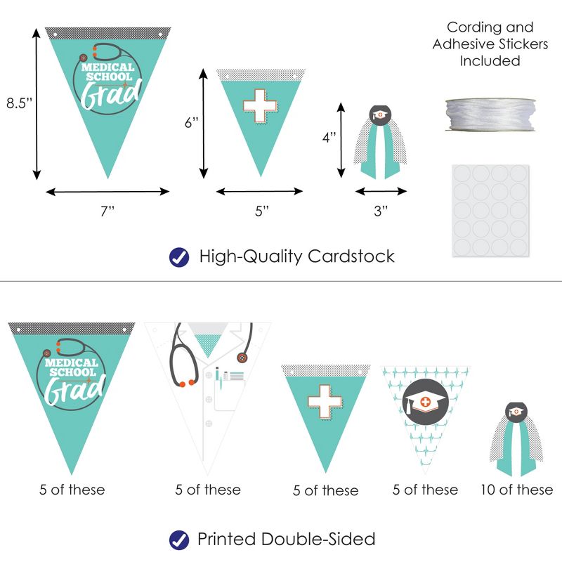 Big Dot of Happiness 30 Piece Medical School Graduation Party Pennant Triangle Banner, 3 of 9
