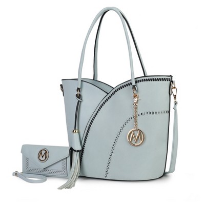 MKF Collection Imogene Two-tone Whip Stitches Vegan Leather Women’s Shoulder bag with Wallet by Mia K