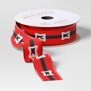 30' Christmas Fabric Ribbon Red Santa Belt - Wondershop™ - 1 of 3