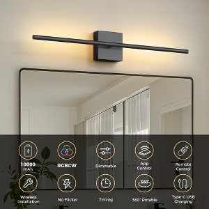 YANSUN 2-Pack Indoor Wall Light, 1-Head LED, RGB+CCT, Remote & App Control, Music Sync, Dynamic Flow Effect, 71.5cm Rod - 1 of 4
