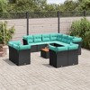 vidaXL 12 Piece Patio Sofa Set with Cushions Black and Blue Poly Rattan - 2 of 4