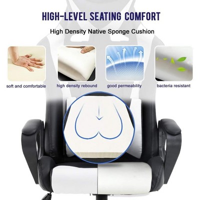 Black and White PU Leather High-Back Gaming Chair