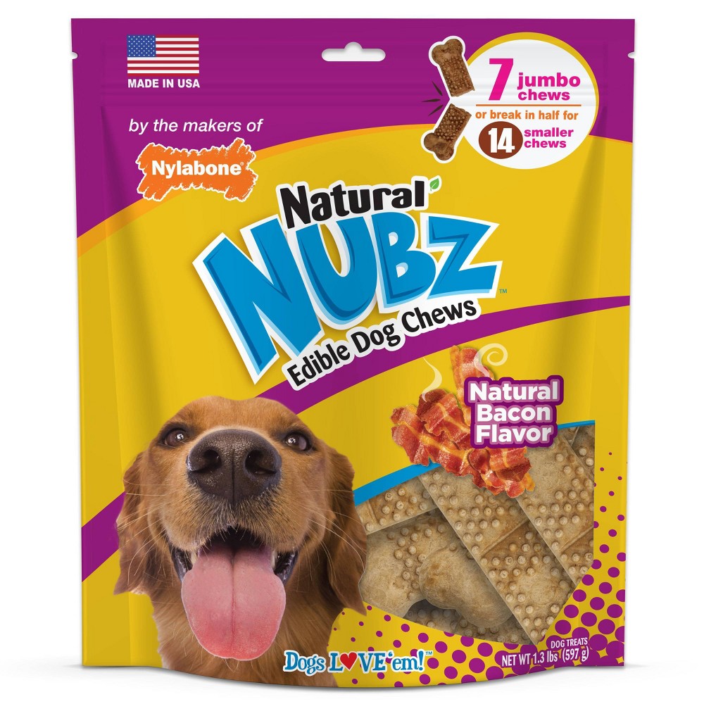 Photos - Dog Food Nylabone Nubz Bacon Dental Chewy Dog Treats - 1.3lb/7ct 