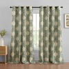 HLC.ME Liam Ogee Ikatt Damask Patterned Window Grommet Curtains Bedroom - Light Reducing Window Panels, Set of 2 - 2 of 4
