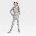 Kids' Striped 100% Cotton Tight Fit Matching Pajama Set - Gray