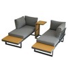 Aluminum Patio Furniture Set Outdoor L-Shaped Sectional Sofa With Plastic Wood Side Table And Soft Cushion Sectional Chat Sofa - 3 of 4