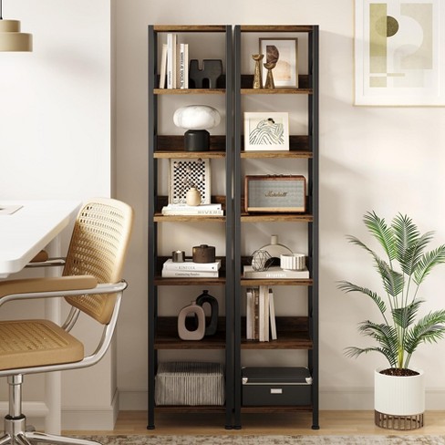 Narrow Bookshelf Tall Skinny Bookcase 6 Tier Storage Rack - image 1 of 4