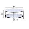38" Wooden Modern Round Coffee Table with Faux Marble Top and Storage Shelf for Living Room - 4 of 4