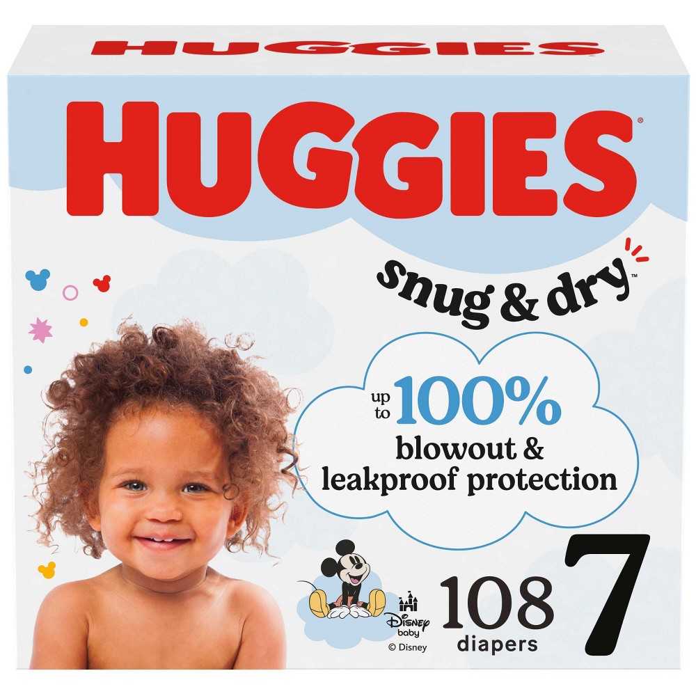 Huggies Snug & Dry Disposable Diapers - Econ+ Pack - Size 7 - 108ct