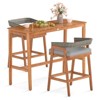 Costway 3 PCS Patio Counter Height Bar Set with 2 Cushioned Barstools Curved Rattan Back - 2 of 4