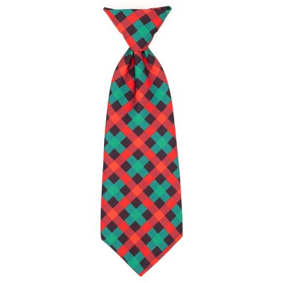 The Worthy Dog Holiday Check Plaid Neck Tie Adjustable Collar Attachment Accessory