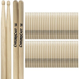 ChromaCast 2B USA Made Hickory Drumsticks Pair - Wood Tipped - Drum Sticks Tour Tested by Pro Drummers - Real American Hickory Wood - 1 of 4