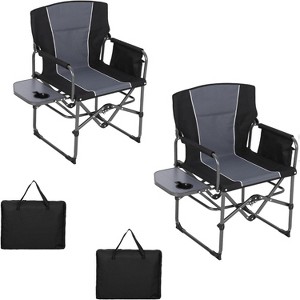 Director's Camping Chair - Heavy Duty Folding Lawn Chair for Adults with Side Table & Storage Pocket, Portable Outdoor Chair, (Supports 400Lbs) - 1 of 4