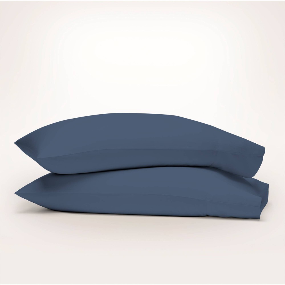 King Organic Cotton Percale Pillowcase Set Navy - Purity Home