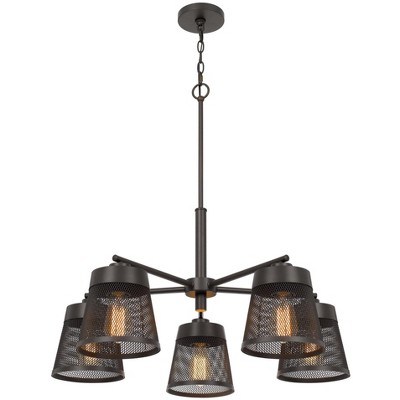 Matte Black Sputnik-Inspired Metal Chandelier with Mesh Shades