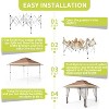 12x12FT Pop-Up Gazebo with Mosquito Netting & Double Roof Waterproof Canopy Tent for Patio Garden Backyard Includes Wheeled Carry Bag - 3 of 4