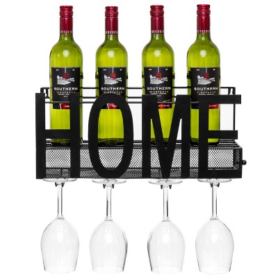Best Choice Products Wall Mount Decorative Wine Cocktail Storage Shelf w/ Caged Cork Storage - Black