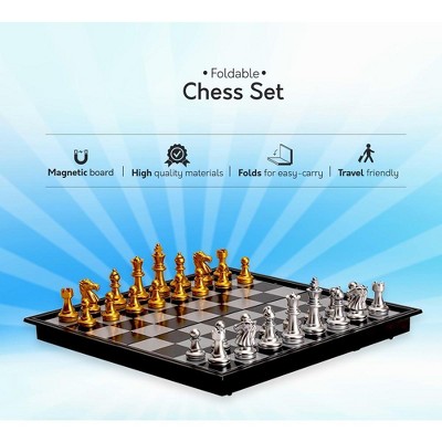 Portable Black and Silver Magnetic Travel Chess Set