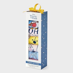 Women's Winnie The Pooh 7 Days of Cozy Crew Socks Gift Box - Assorted Color 4-10 - 1 of 4
