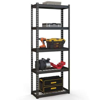 Tangkula 5-Tier Metal Shelving Unit Heavy Duty Wire Storage Rack with Anti-slip Foot Pads Black