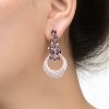 Guili Sterling Silver Crescent Moon Inspired Dangling Earrings with Colored Cubic Zirconia, A Mystical and Elegant Piece to Complete Your Collection - 2 of 3