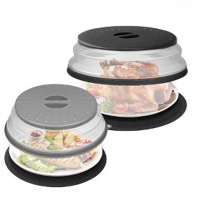 Itopfox Microwave Food Cover and Mat, Large Vented Collapsible Splatter Guard Dish Plate Lid & Silicone Round Kitchen Mat, 4 in 1 - 1 of 4
