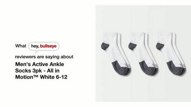 Men's Active Ankle Socks 3pk - All in Motion™ 6-12, 5 of 8, play video