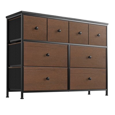 Image of REAHOME 8 Drawer Steel Frame Bedroom Storage Organizer Chest Dresser with Waterproof Top, Adjustable Feet, and Wall Safety Attachment, Espresso