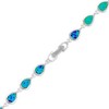 Opalata Sterling Silver, Small Blue Inlay Opal Teardrop Link Bracelet - Blue - 7 Inch - 3 of 4