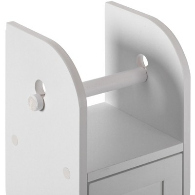 White Freestanding Bathroom Toilet Paper Holder with Storage Cabinet