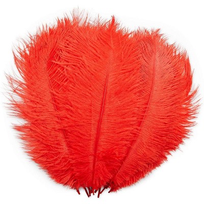 Bright Creations 14 Pieces Red Ostrich Feathers for Crafts, Costumes, Decorations (10-12 in)
