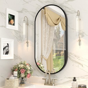 Apmir Oval High-Strength Tempered Glass and Aluminum Alloy Framed French Cleat Mounted Wall Decor Bathroom Vanity Mirror with 5-Year Warranty - 1 of 4