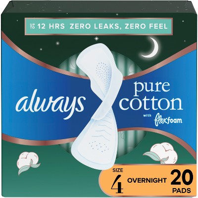 Always Pure Cotton Overnight Pads with Wings - Size 4