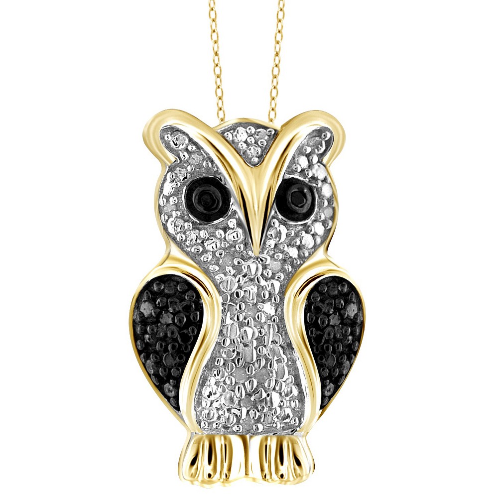 Photos - Pendant / Choker Necklace 120 CT. T.W. Round-Cut Black and White Diamond Pave Set Owl Pendant - Yell