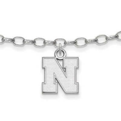 Black Bow Jewelry Sterling Silver Nebraska Cornhuskers NCAA Anklet 9 Inch