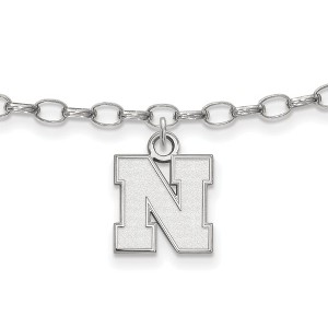 Black Bow Jewelry Sterling Silver Nebraska Cornhuskers NCAA Anklet 9 Inch - 1 of 4
