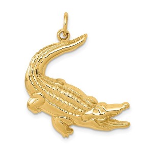 Black Bow Jewelry 14k Yellow Gold Polished 2D Alligator Pendant - 1 of 4