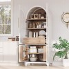 ORRD 71" Arched Farmhouse Pantry Cabinet - Adjustable Shelves, Hidden Drawer & Glass Door, White Kitchen Storage Cupboard - 3 of 4